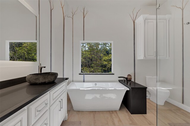 3405 Waterview Trl, Rockwall, TX 75087 - full bathroom featuring toilet, vanity, and a freestanding tub