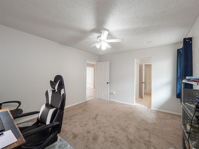 4029 Aragon Dr, Fort Worth, TX 76133 - carpeted office with a ceiling fan and a textured ceiling