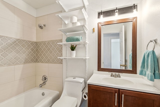 3843 Bernal Dr, Dallas, TX 75212 - bathroom with toilet, vanity, and tub / shower combination