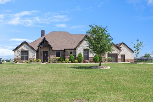 12198 Briargove Ln, Talty, TX 75126 - view of front of home with a chimney, stone siding, brick siding, and an attached garage