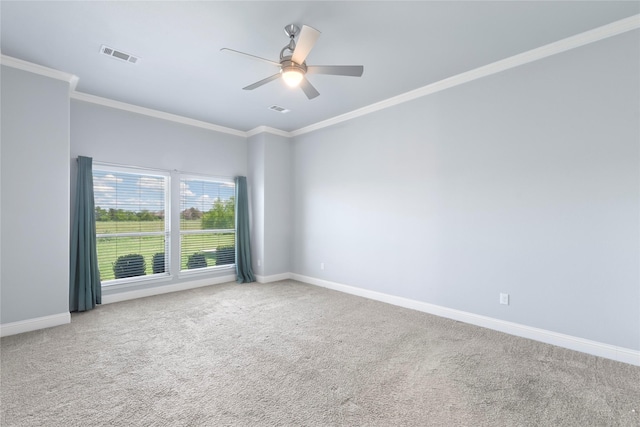 12198 Briargove Ln, Talty, TX 75126 - unfurnished room with carpet, a ceiling fan, ornamental molding, and baseboards