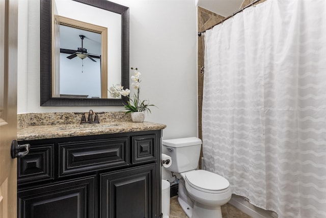 1716 Caman Park Dr, Lucas, TX 75002 - full bath featuring toilet, vanity, ceiling fan, and curtained shower
