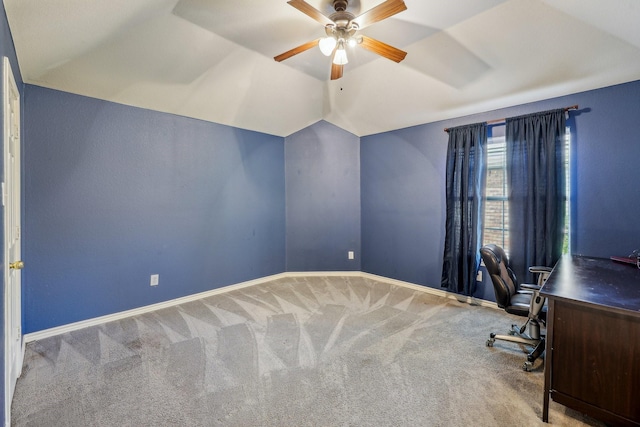 5603 Blazing Star Rd, Frisco, TX 75036 - unfurnished office featuring vaulted ceiling, carpet floors, a ceiling fan, and baseboards