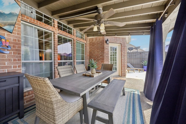5603 Blazing Star Rd, Frisco, TX 75036 - view of patio with ceiling fan, outdoor dining space, and fence
