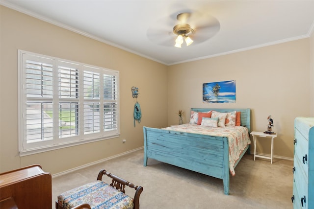 7632 Westwind Dr, Fort Worth, TX 76179 - bedroom featuring crown molding, carpet, baseboards, and ceiling fan