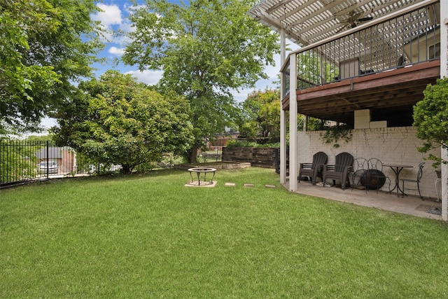 7632 Westwind Dr, Fort Worth, TX 76179 - view of yard with a fire pit, a patio, a pergola, and a deck