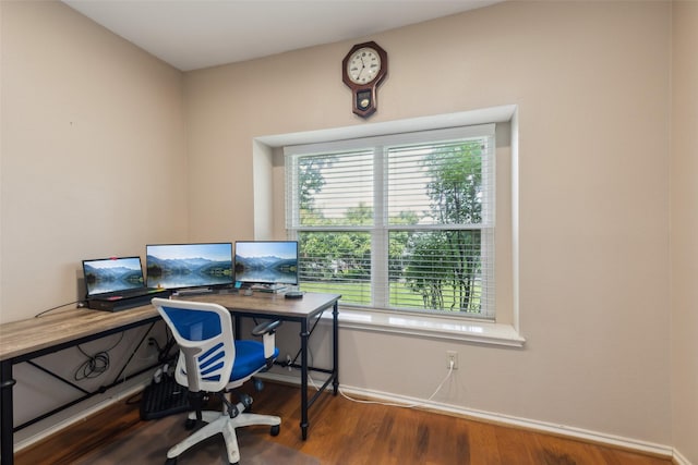7632 Westwind Dr, Fort Worth, TX 76179 - home office with baseboards and wood finished floors