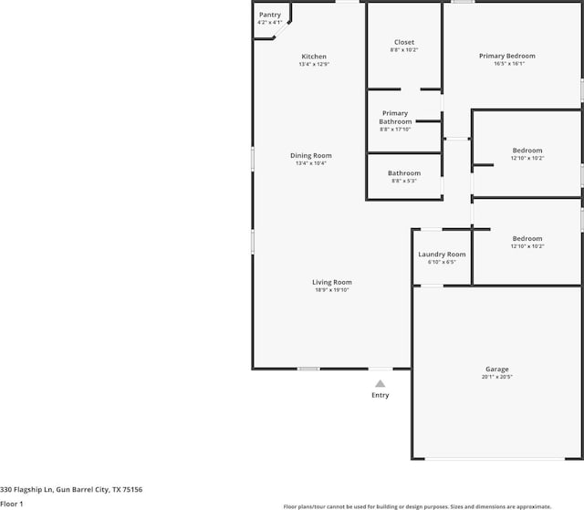 330 Flagship Ln, Gun Barrel City, TX 75156 - floor plan / room layout