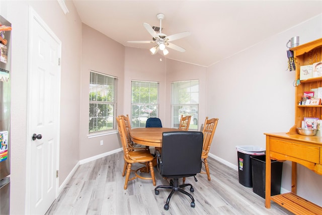 1011 Liffey Dr, Pflugerville, TX 78660 - office space with light wood finished floors, lofted ceiling, a ceiling fan, and baseboards