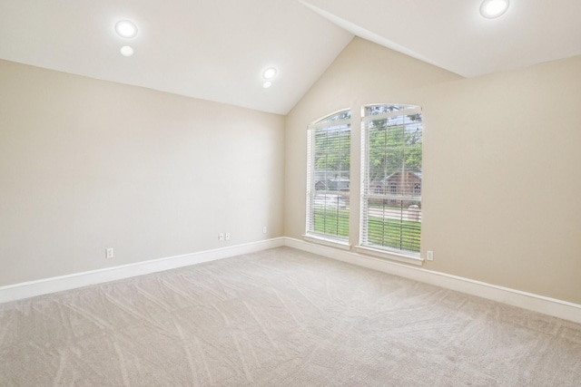 612 Christan Ct, Rockwall, TX 75087 - carpeted empty room featuring baseboards, recessed lighting, and vaulted ceiling