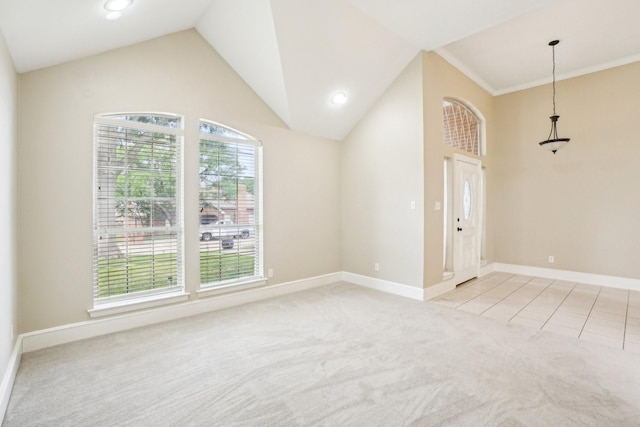 612 Christan Ct, Rockwall, TX 75087 - empty room with light carpet, lofted ceiling, baseboards, and recessed lighting