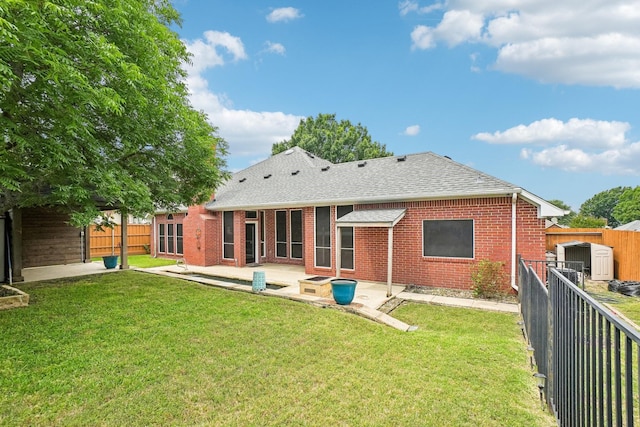 612 Christan Ct, Rockwall, TX 75087 - rear view of property with a patio area, brick siding, and a shingled roof