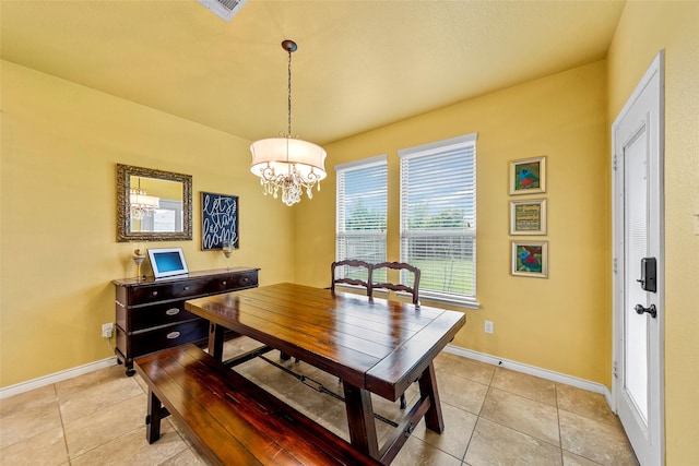3030 Maverick Dr, Forney, TX 75126 - dining room featuring baseboards, a chandelier, and light tile patterned floors
