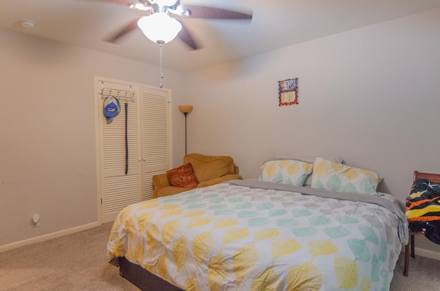 2209 Ridgewood Dr, Sherman, TX 75092 - bedroom with carpet flooring, a closet, baseboards, and ceiling fan