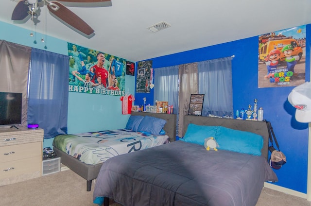 2209 Ridgewood Dr, Sherman, TX 75092 - bedroom featuring carpet, baseboards, and a ceiling fan