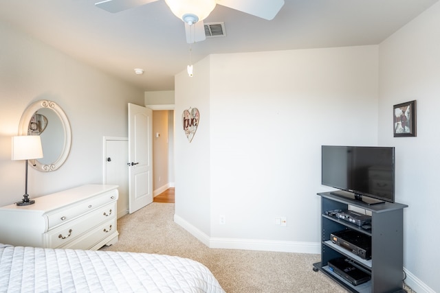 112 Mustang Dr, Fate, TX 75087 - bedroom featuring light colored carpet, baseboards, and a ceiling fan