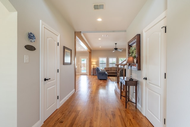 112 Mustang Dr, Fate, TX 75087 - hall featuring light wood-type flooring, baseboards, and recessed lighting