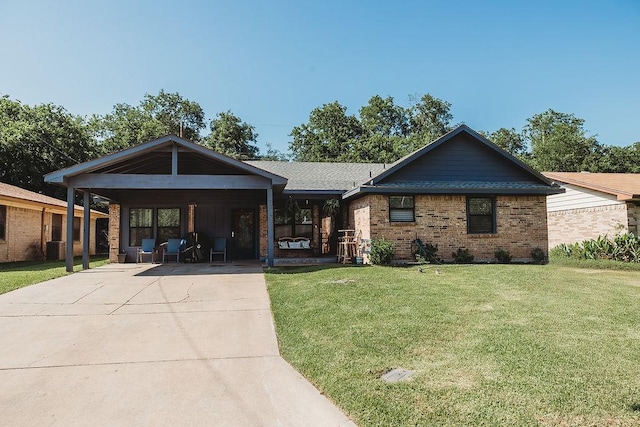 1313 E Turley St, Sherman, TX 75090 - ranch-style house featuring a front yard, concrete driveway, brick siding, and cooling unit