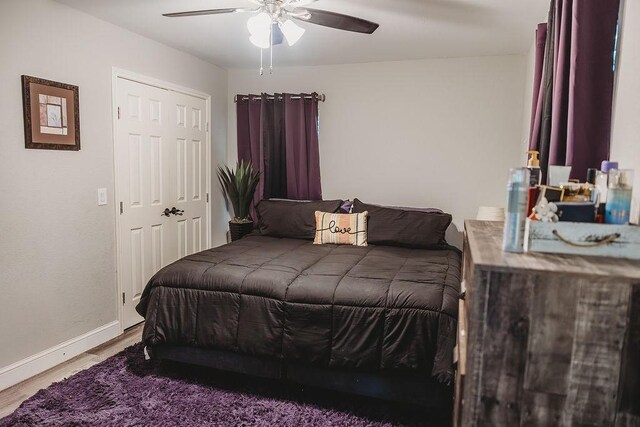 1313 E Turley St, Sherman, TX 75090 - bedroom with baseboards, wood finished floors, and ceiling fan