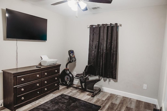 1313 E Turley St, Sherman, TX 75090 - bedroom with wood finished floors, baseboards, and a ceiling fan