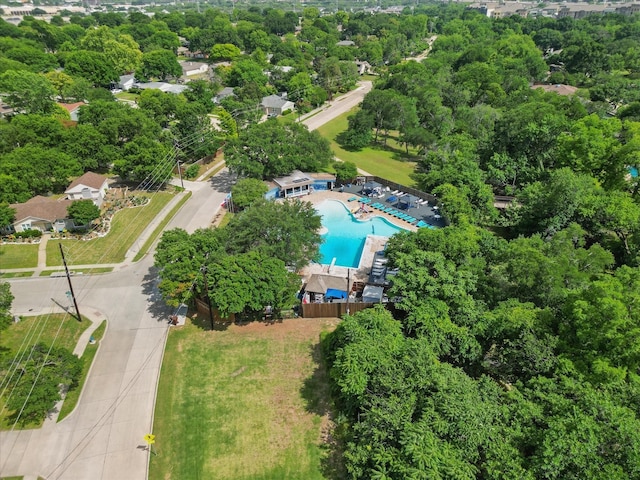 aerial view of a pool area