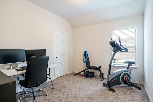 303 Headwater Dr, Fate, TX 75087 - unfurnished office with carpet floors, lofted ceiling, and baseboards