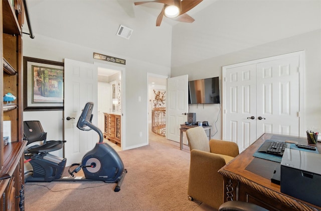100 Country Club Dr, Heath, TX 75032 - office space with carpet, ceiling fan, lofted ceiling, and baseboards
