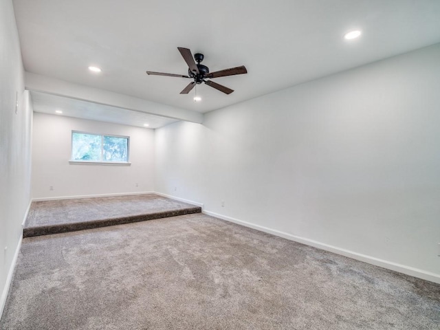 3906 Westview Dr, Rowlett, TX 75088 - carpeted empty room with a ceiling fan, recessed lighting, and baseboards