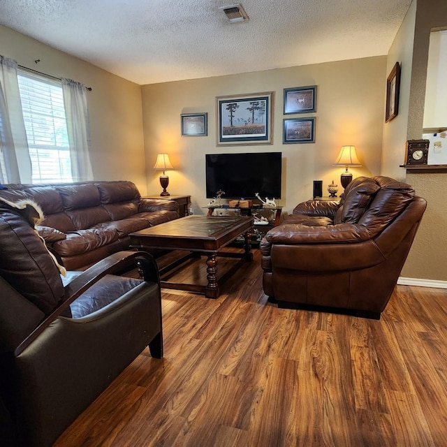 611 N Lamar St, Tioga, TX 76271 - living room with a textured ceiling and wood finished floors