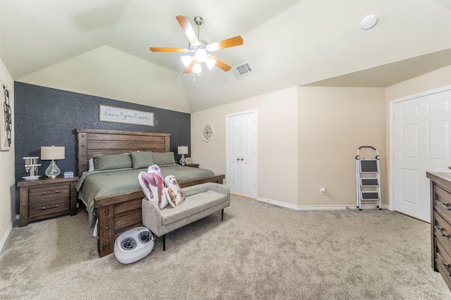 2113 Old Foundry Rd, Weatherford, TX 76087 - carpeted bedroom featuring lofted ceiling, a ceiling fan, and baseboards