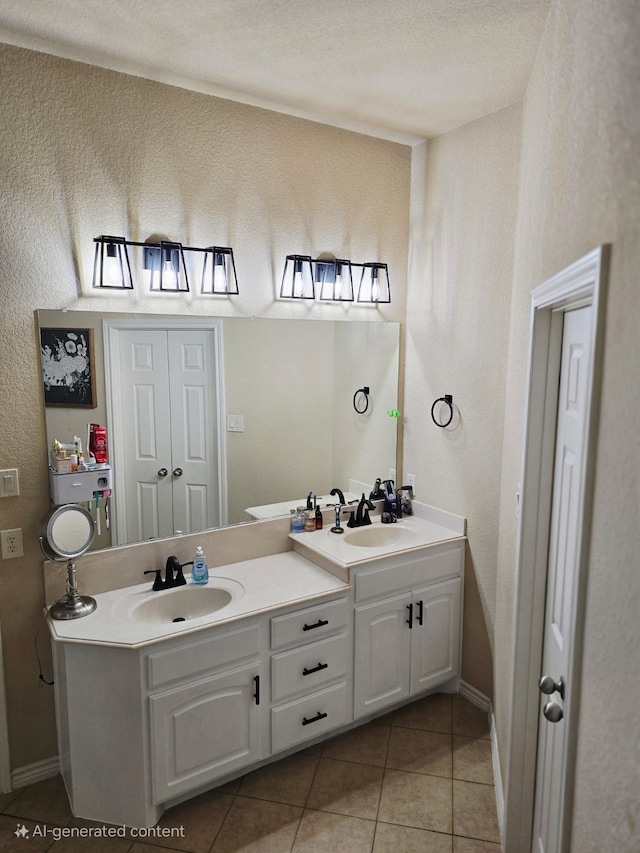 2113 Old Foundry Rd, Weatherford, TX 76087 - full bathroom featuring tile patterned floors, double vanity, and baseboards