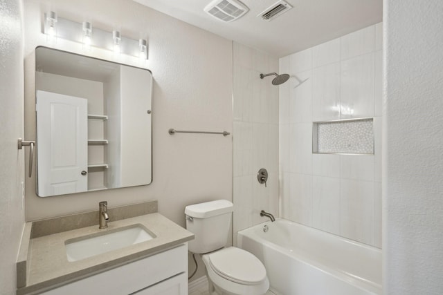 12350 Orloff Dr, Rhome, TX 76078 - bathroom featuring toilet, vanity, and shower / tub combination