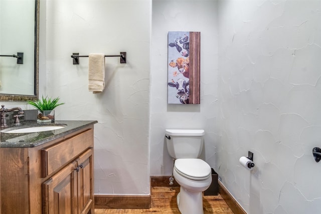 1633 Scenic Dr Unit 201, Graford, TX 76449 - bathroom featuring vanity, toilet, wood finished floors, and baseboards