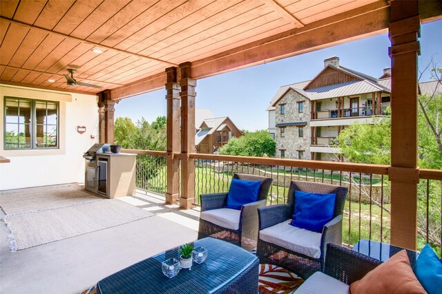1633 Scenic Dr Unit 201, Graford, TX 76449 - view of patio / terrace with an outdoor living space and a ceiling fan