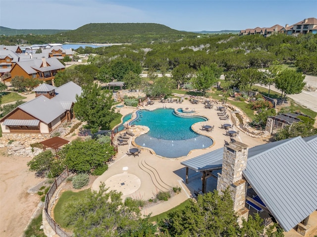 1633 Scenic Dr Unit 201, Graford, TX 76449 - bird's eye view of a mountainous background and a pool area