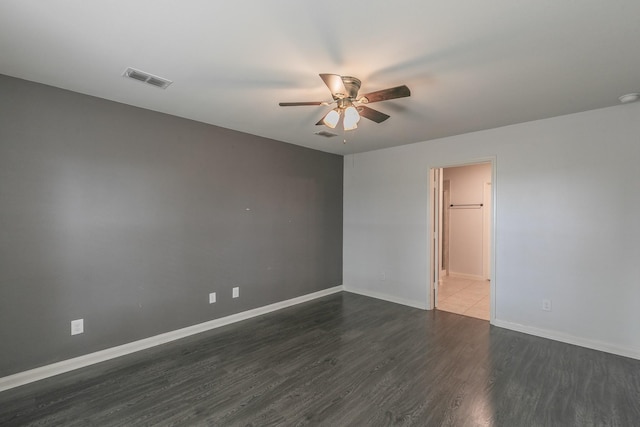 3001 Rocking Hills Trl, Forney, TX 75126 - empty room featuring ceiling fan, dark wood-style flooring, and baseboards
