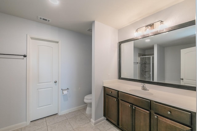 3001 Rocking Hills Trl, Forney, TX 75126 - full bathroom featuring tile patterned floors, a shower stall, toilet, baseboards, and vanity