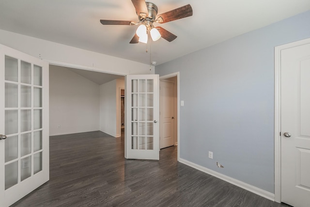 3001 Rocking Hills Trl, Forney, TX 75126 - unfurnished room with french doors, wood finished floors, a ceiling fan, and baseboards
