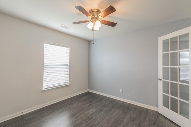 3001 Rocking Hills Trl, Forney, TX 75126 - unfurnished room with dark wood finished floors, ceiling fan, and baseboards