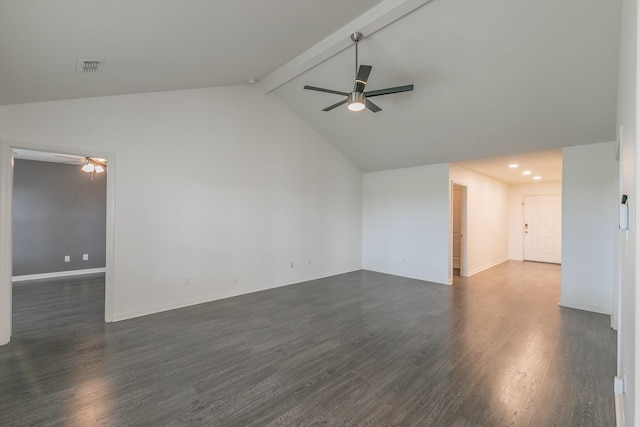 3001 Rocking Hills Trl, Forney, TX 75126 - unfurnished living room with ceiling fan, dark wood-type flooring, baseboards, and recessed lighting