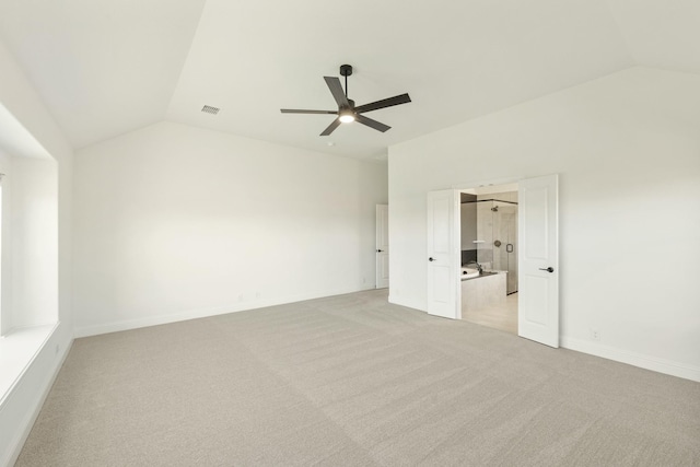 1024 Emerald Trace Dr, Justin, TX 76247 - unfurnished bedroom featuring lofted ceiling, light carpet, a ceiling fan, and baseboards