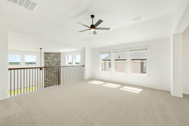 1024 Emerald Trace Dr, Justin, TX 76247 - empty room featuring ceiling fan, carpet flooring, and lofted ceiling