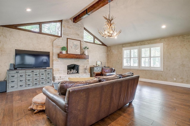 132 S Briaroaks Rd, Burleson, TX 76028 - living area with plenty of natural light, a chandelier, wood-type flooring, and recessed lighting