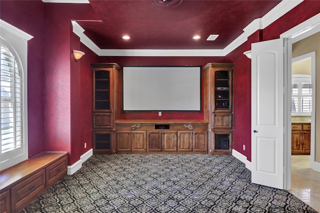 6805 Castle Pines Ct, Tyler, TX 75703 - cinema featuring baseboards and crown molding