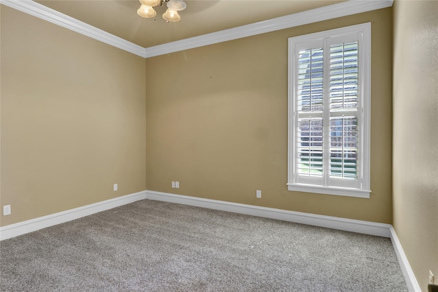 6805 Castle Pines Ct, Tyler, TX 75703 - empty room featuring carpet flooring, ornamental molding, healthy amount of natural light, and baseboards