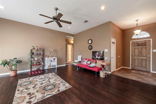 112 Glen Ridge Dr, Murphy, TX 75094 - entrance foyer with wood finished floors, ceiling fan, recessed lighting, and baseboards