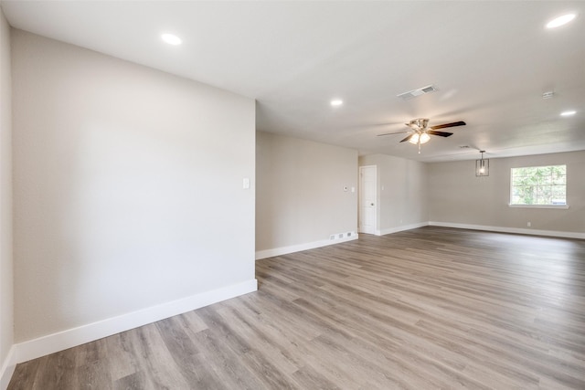 324 Deer Creek Rd, Everman, TX 76140 - unfurnished room featuring baseboards, a ceiling fan, recessed lighting, and light wood finished floors