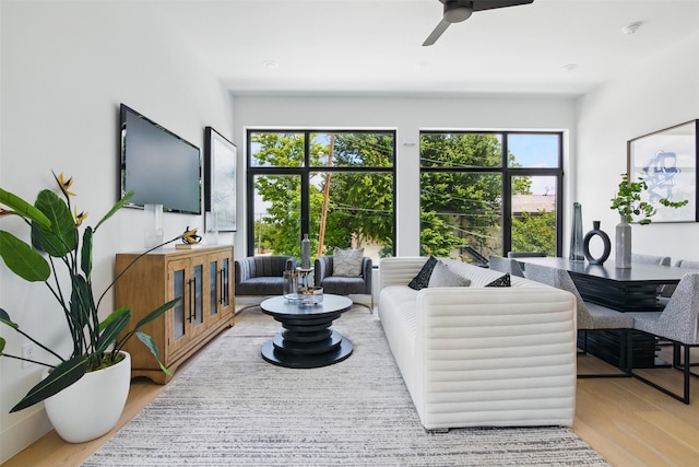 430 E 8th, Dallas, TX 75203 - living area featuring wood finished floors and ceiling fan