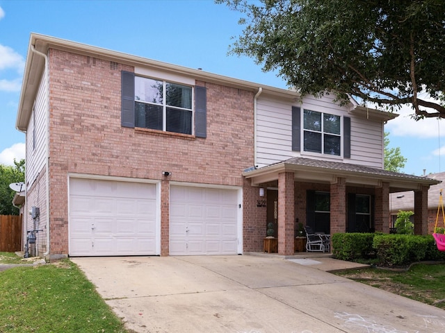 1429 Trading Post Dr, Fort Worth, TX 76131 - view of front facade with a garage, covered porch, driveway, and brick siding