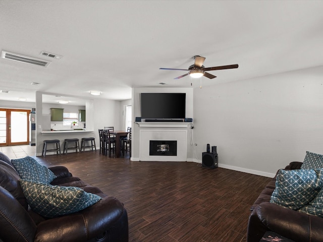 1429 Trading Post Dr, Fort Worth, TX 76131 - living room with ceiling fan, wood finished floors, and baseboards